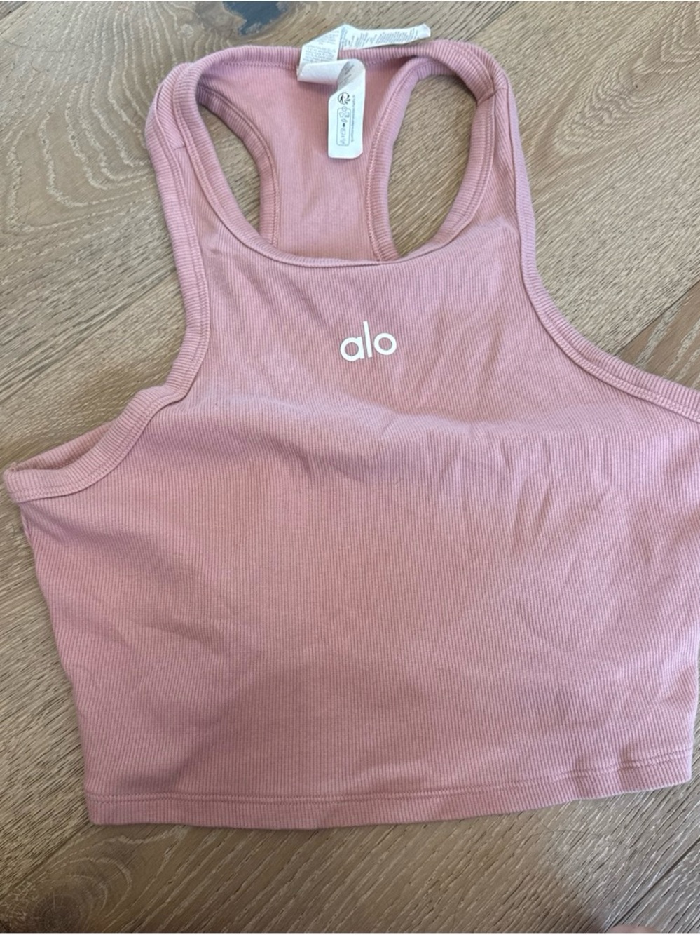 ALO Yoga Dusty Pink Ribbed Racerback Crop Tank